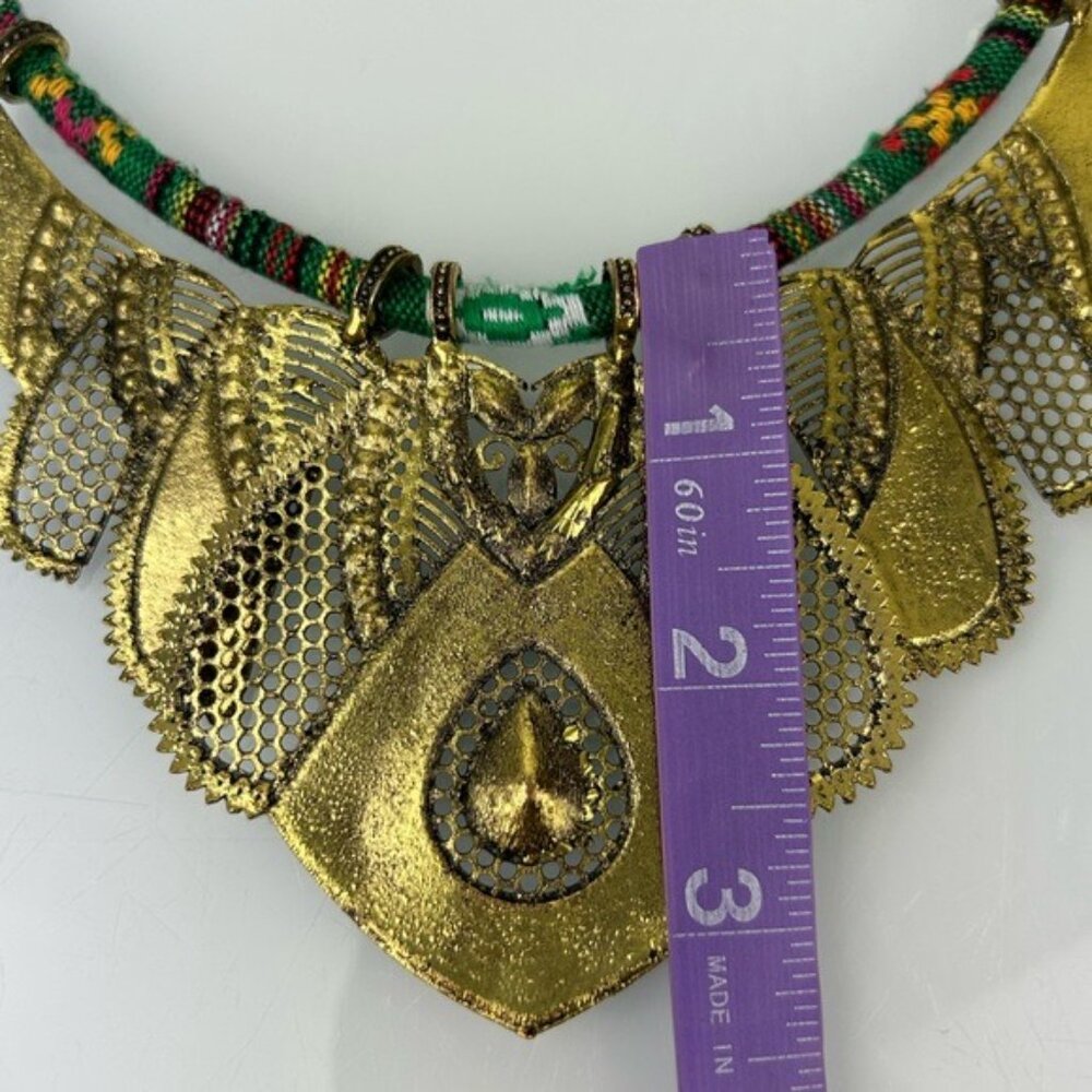 Tribal Beaded Threaded Rhinestone Necklaces Set of 2 Unique Eclectic Statement - Picture 14 of 16